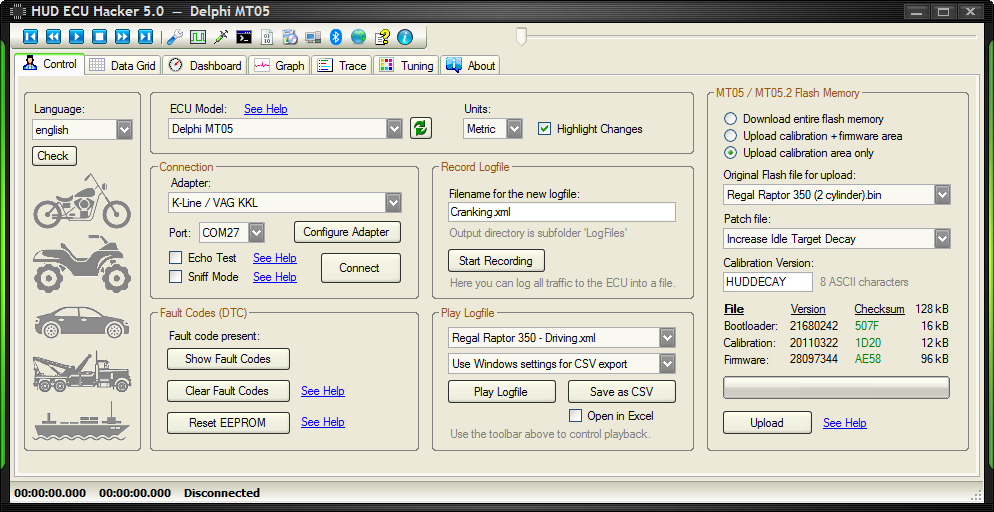 HUD ECU Hacker Screenshot - Control